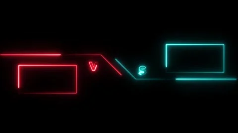 Versus bars neon glowing outline set animation Isolated on Black background Stock Footage 320893168