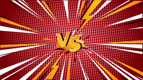 Versus battle background with comic book style radial speed lines and halfton Stock Footage 346725078