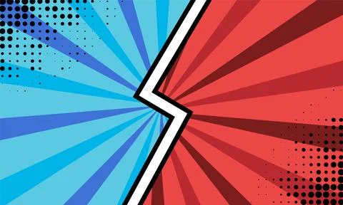 Versus battle comic template illustration blue and red sides pop art design Stock Illustration