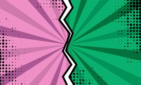 Versus battle comic template illustration pink and green sides pop art design Stock Illustration