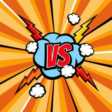 Versus battle comic vector background with halftone book texture and lightning Illustrazione stock