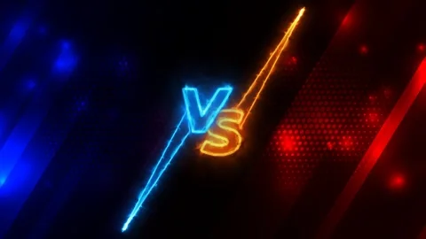 Versus battle with fire lights effect green screen background Stock Footage 304749399