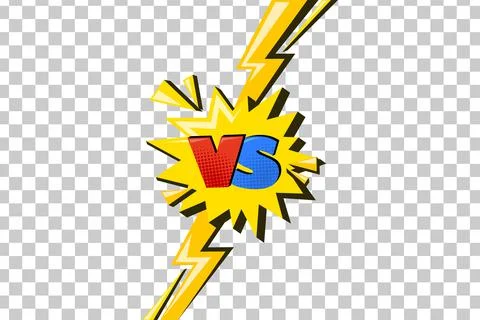 Versus comic design with lightning. Yellow flash with vs symbol in star speech Illustrazione stock