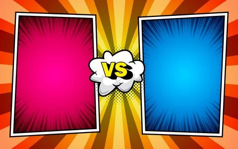 Versus comic frame for dynamic cartoon combat scenes. Suitable for comic bo.. Stock Illustration