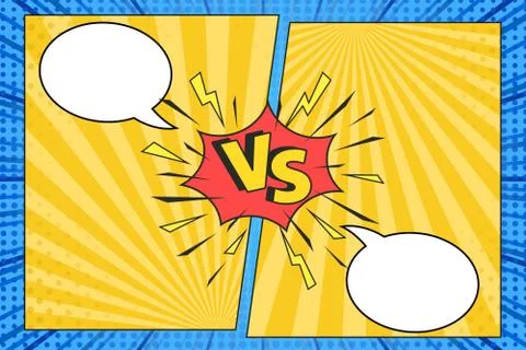Versus comic frame. Vs comics book clash frames with cartoon text speech bubb Stock Illustration