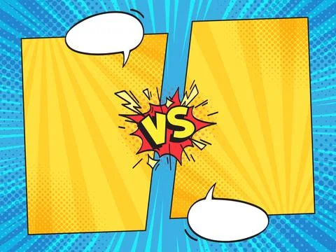 Versus comic frame. Vs comics book frames with cartoon text speech bubbles .. Stock Illustration