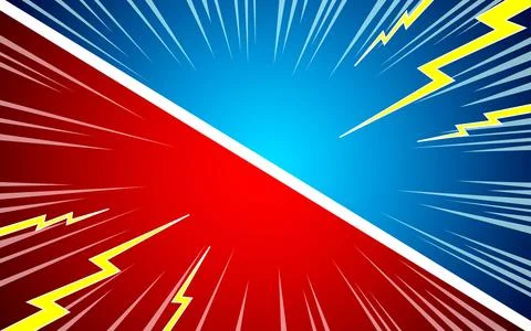 Versus comic style backgrounds with lightning and halftone effects. Stock Illustration