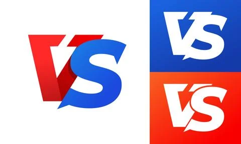 Versus Comparison Graphic Featuring Red Blue and White Lettering on Colorfu.. Stock Illustration