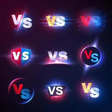 Versus emblems. Vs mma competition, battle confrontation lucha libre contest Stock Illustration