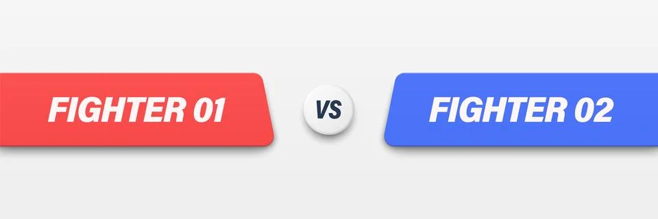 Versus Horizontal Banner, Vector Illustration. Red vs Blue Fighter Comparison Stock Illustration