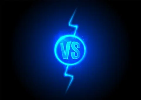Versus icon. VS letters is into round circle. Lightning bolt on dark background Stock Illustration