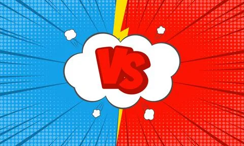 Versus lettering design in comic style. fight with red and blue background Stock Illustration