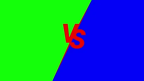 Versus letters collision animation on colored screens Stock Footage 331799444