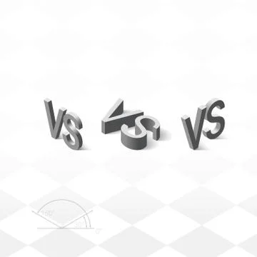 Versus letters logo. Grey V and S isometric symbol Stock Illustration