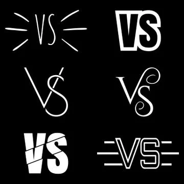 Versus letters logo. White V and S symbols collection Stock Illustration