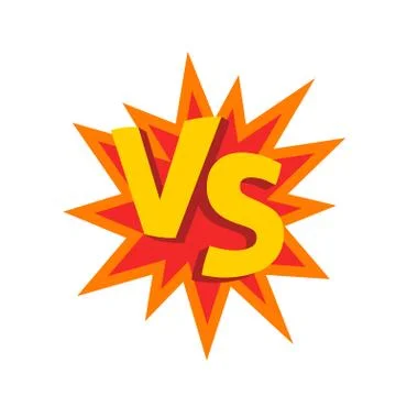 Versus letters or vs logo vector emblem on explosion shape Stock Illustration