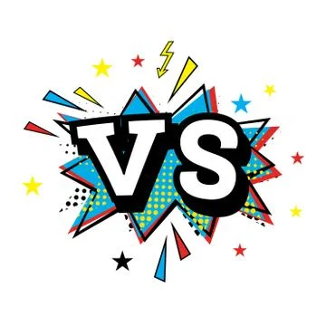 Versus Letters or VS Logo. Comic Text in Pop Art Style. Stock Illustration