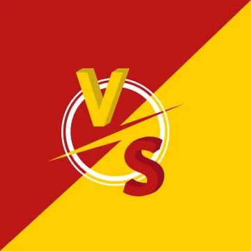 Versus letters or vs logo vector emblem. Red and yellow. Stock Illustration
