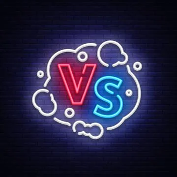 Versus neon sign vector. Versus logo, symbol in neon style. Design template Stock Illustration