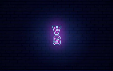 Versus neon sign vector. Versus logo, symbol in realistic 3d neon style. Design Stock Illustration