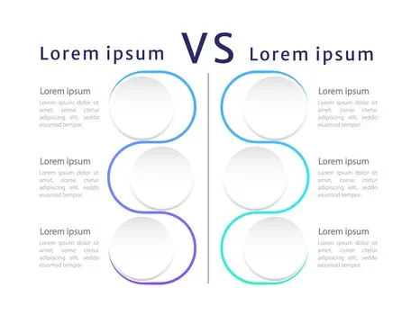 Versus neumorphic circles infographic chart design template Stock Illustration