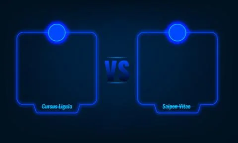 Versus or compare screen with blue neon frames and vs letters. Vector 스톡 일러스트
