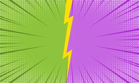 Versus or VS background in comic style - fight with green and purple background Stock Illustration