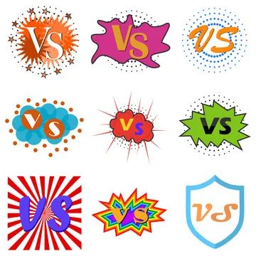 Versus or vs confrontation labels Stock Illustration