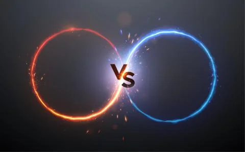Versus red and blue circle with spark effect Stock Illustration