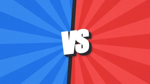 Versus Screen Background with Blue and Red Sunburst Design. Stock Footage 341775339