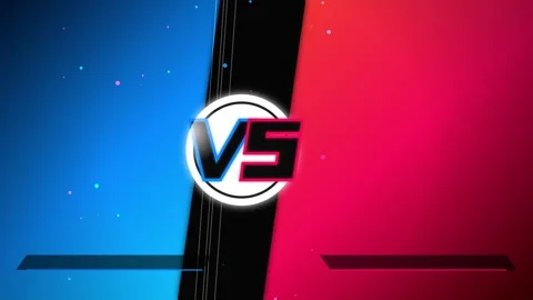 Versus screen. Blue and red versus screen background with central logo Stock Footage 339063938