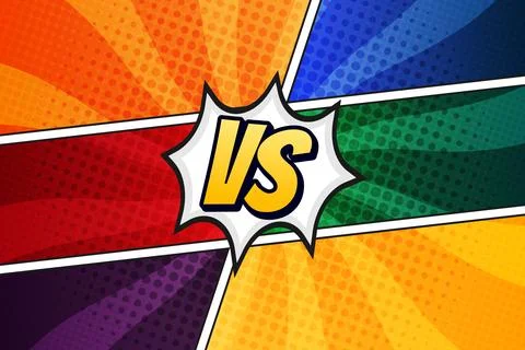 Versus Screen Comic Book Background with VS Text Bubble and Panels Ilustração Stock