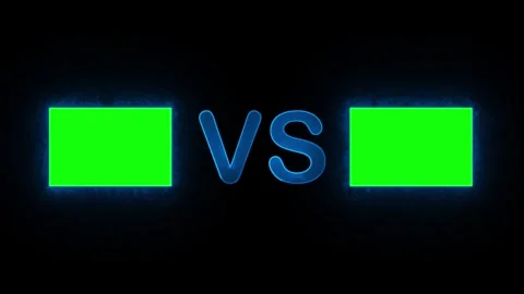 Versus screen for competitive match with blue glowing fire effect and green.. Video stock 336803584