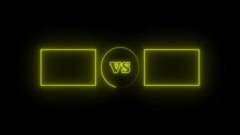 Versus screen neon frame design glowing yellow outlines animated on black b.. Stock Footage 345548387
