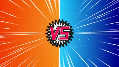 Versus screen with split orange and blue comic speed lines Stock Footage 339063083