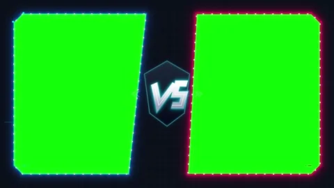 Versus screen template with neon borders and green screen panels for gaming.. Stock-Footage 344851616