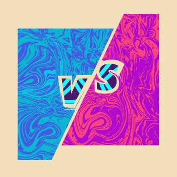 Versus sign on divided background. Liquid bright style. VS phrase. Template f Stock Illustration