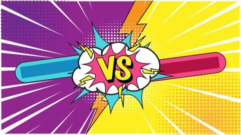 Versus Sign with Lightning Background in Retro Comics Style Stock-Illustration