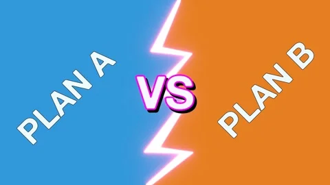 Versus split-screen animation matching PLAN A against B divided by glowing pink Stock Footage 346907032