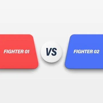 Versus Square White Banner, Vector Illustration. Red vs Blue Fighter Compar.. Stock Illustration