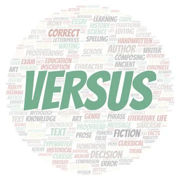 Versus typography word cloud create with the text only Stock Illustration