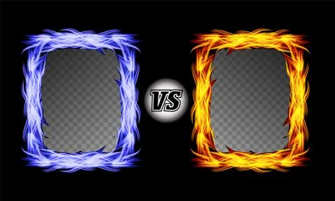 Versus Vector Symbol With Fire Frames. VS Letters. Flame Fight Background Design Illustrazione stock