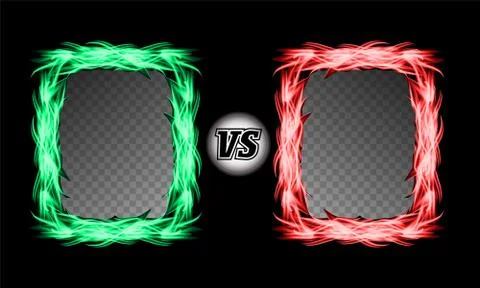 Versus Vector Symbol With Fire Frames. VS Letters. Flame Fight Background Design Stock Illustration