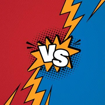 Versus VS letters fight background in flat comics style design with halftone Stock Illustration