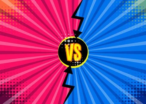 Versus VS letters fight backgrounds in flat comics style desig 스톡 일러스트