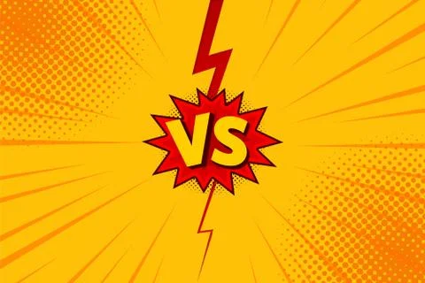 Versus VS letters fight backgrounds in flat comics style design with halftone 库存插图