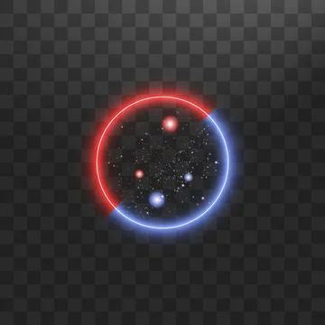 Versus VS sign in neon circle frame in transparent background. Laser glowing Stock Illustration