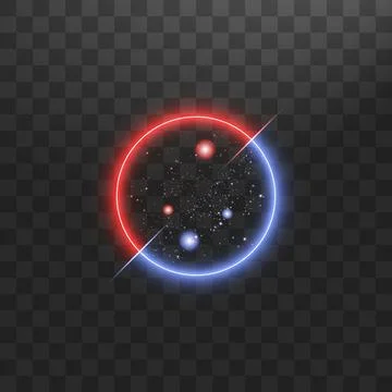 Versus VS sign in neon circle frame in transparent background. Laser glowing Stock Illustration