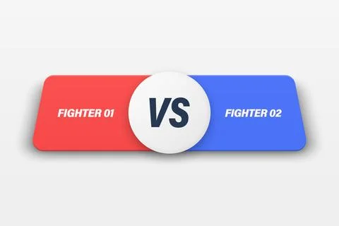 Versus White Banner, Vector Illustration. Red vs Blue Fighter Comparison La.. Ilustração Stock