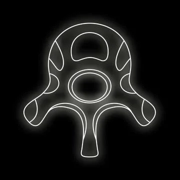 Vertebra bone neon outline representing back health Stock Illustration